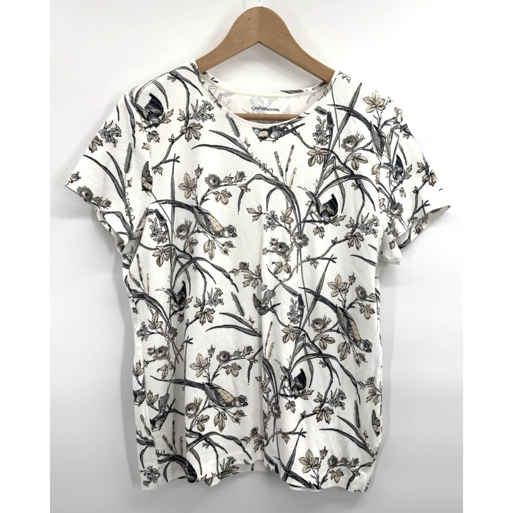 VTG Croft & Barrow Women XL Top Classic Tee Cotton Stretch All Over Bird Novelty